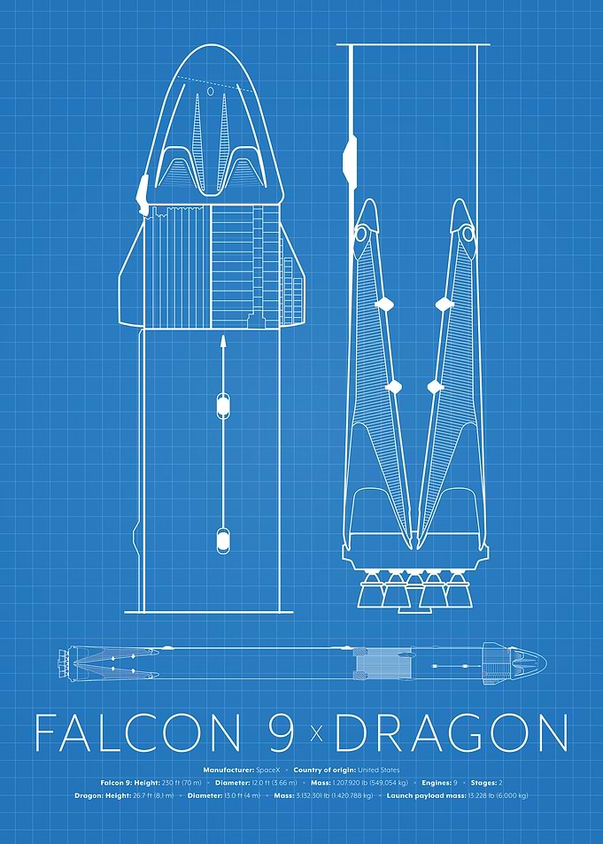 Falcon 9 x Dragon 2 Blue