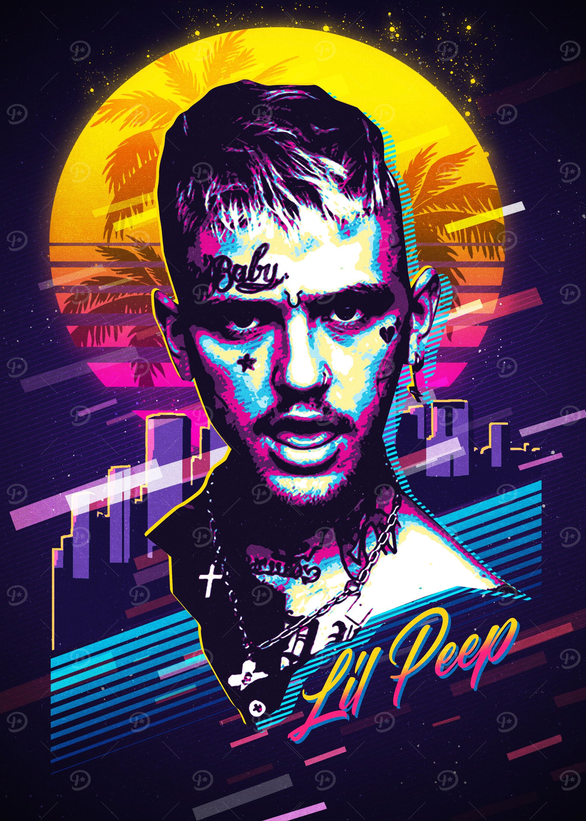 Lil Peep retro 80s