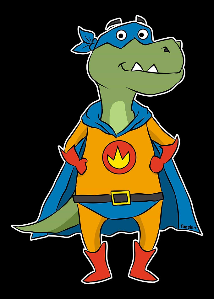 Superhero TRex dinosaur c
