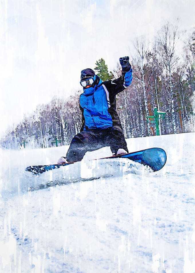 Snowboarder In Action