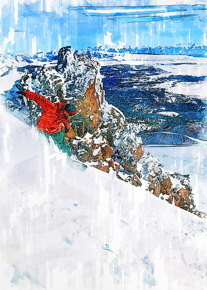 Snowboarder Glides Down