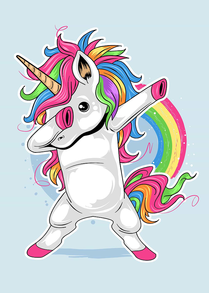 Cute Unicorn dabbing dance