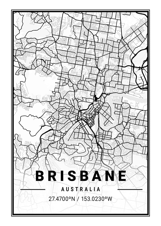 Brisbane Light City Map