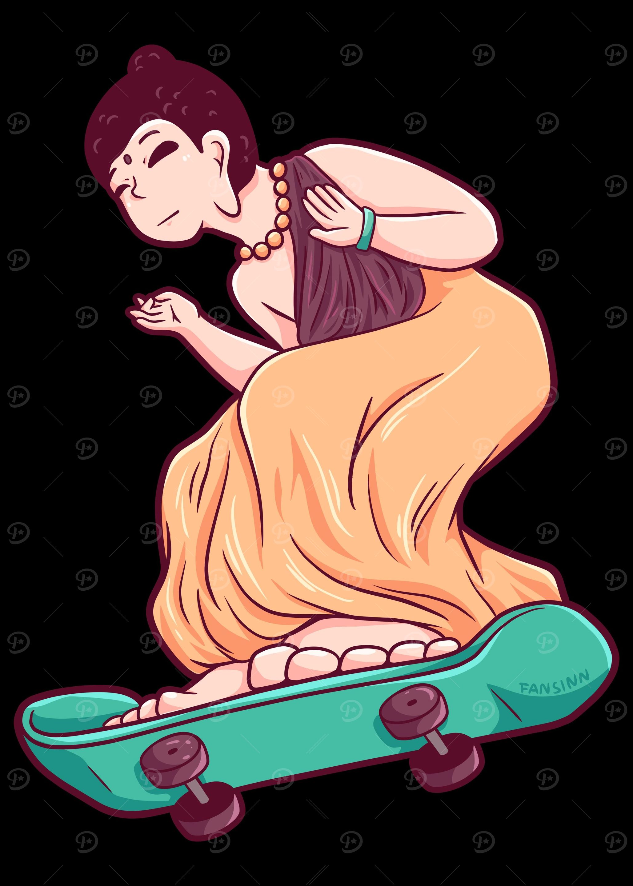 Skateboard Buddha Monk Spo