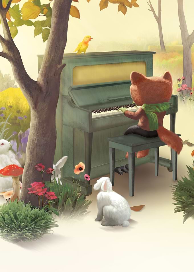 Fox Playing Piano
