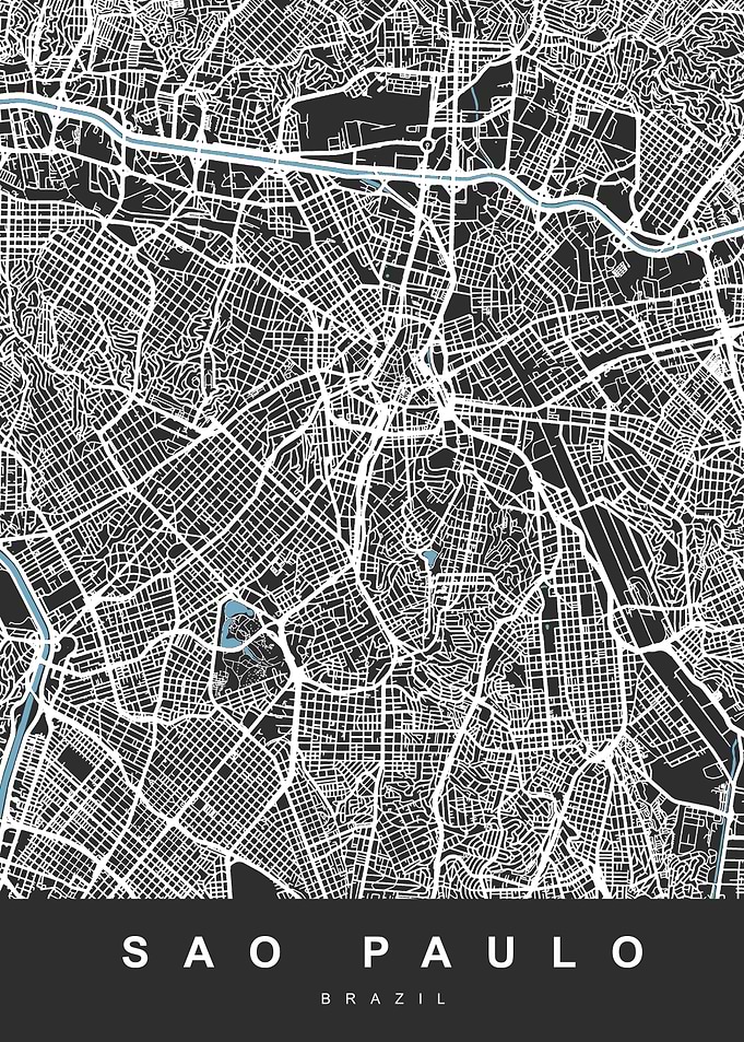 Sao Paulo City Map Brazil
