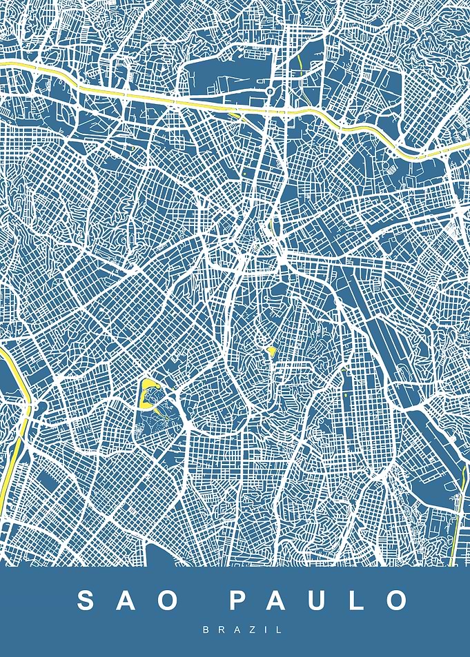 Sao Paulo City Map Brazil