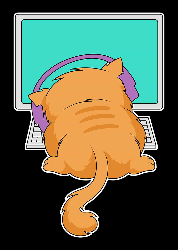 Cat Gamer Player