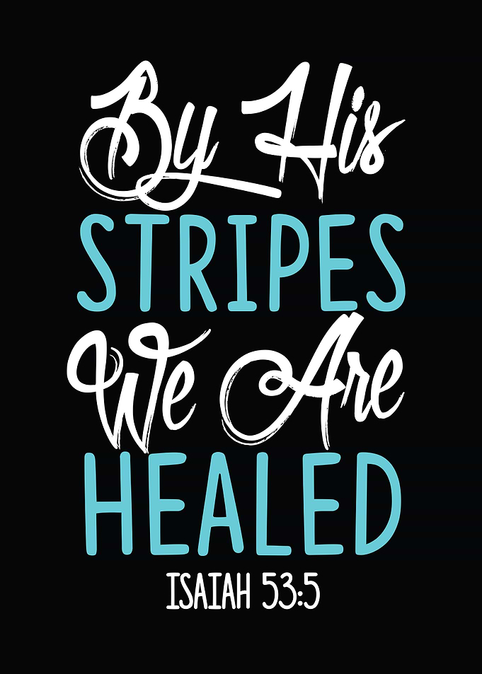 By his stripes