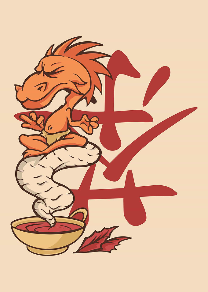 Dragon coming out of teac