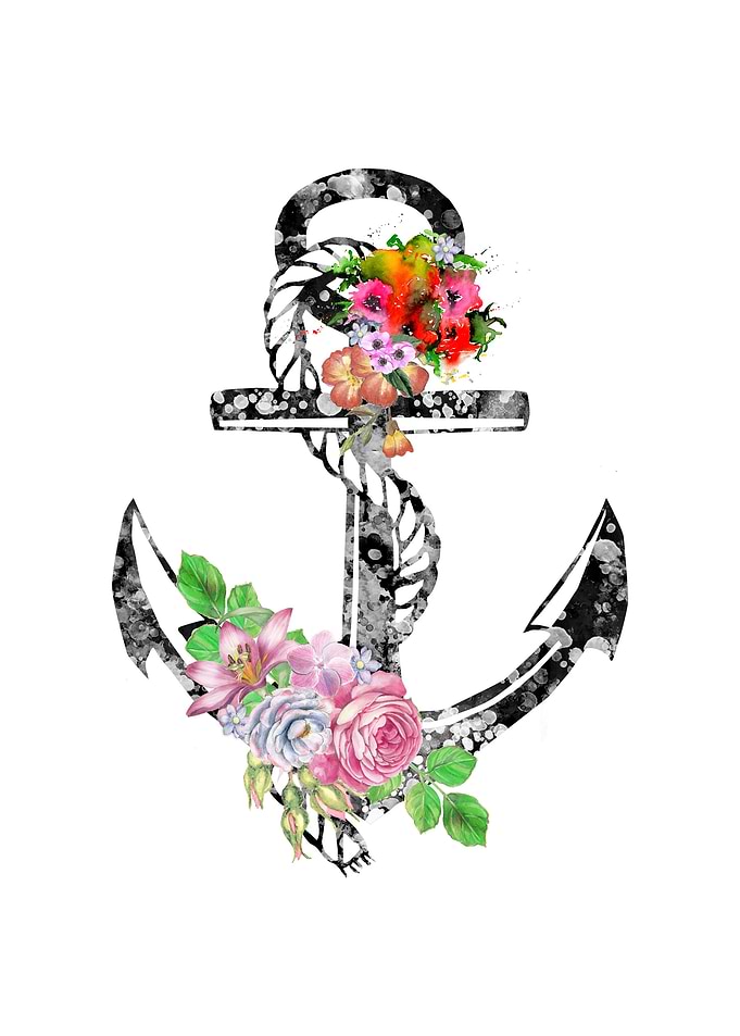 Anchor with flower