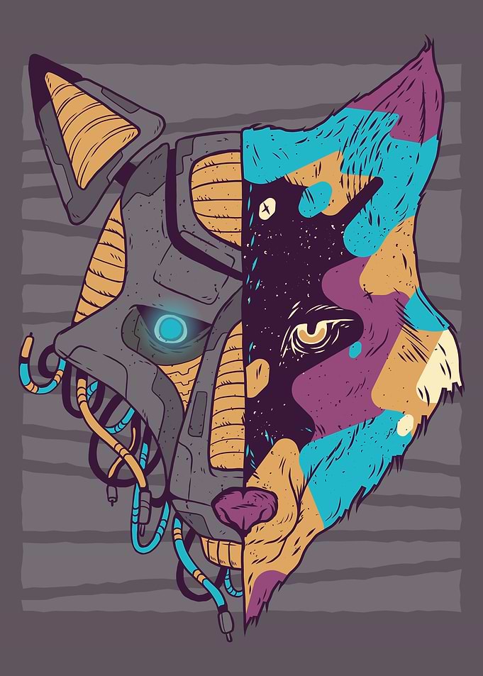 Wolf with two faces as a