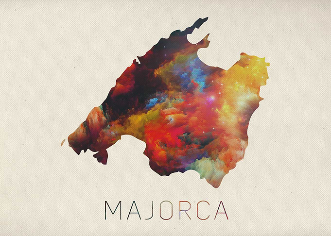 Majorca Watercolor Map