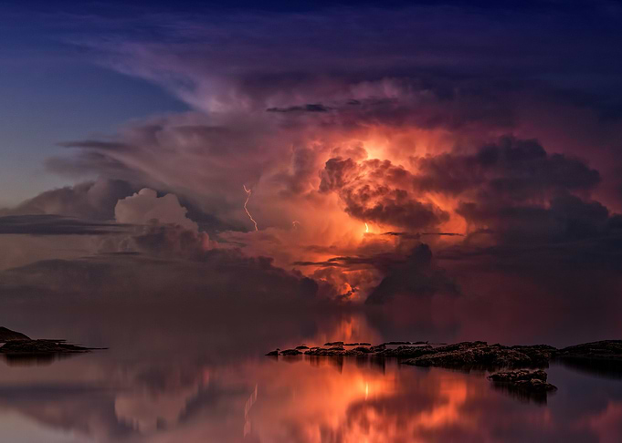 Orage Ocean Crepuscule