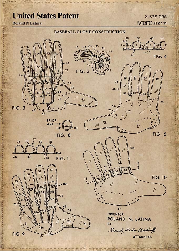 1971 baseball glove patent