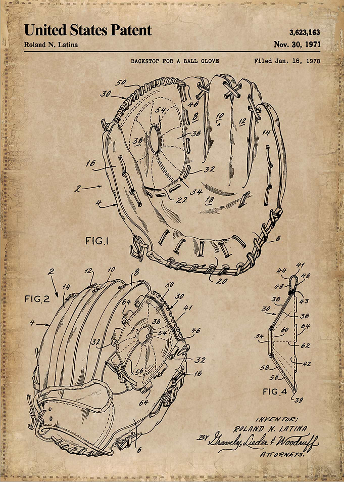 1971 baseball glove patent