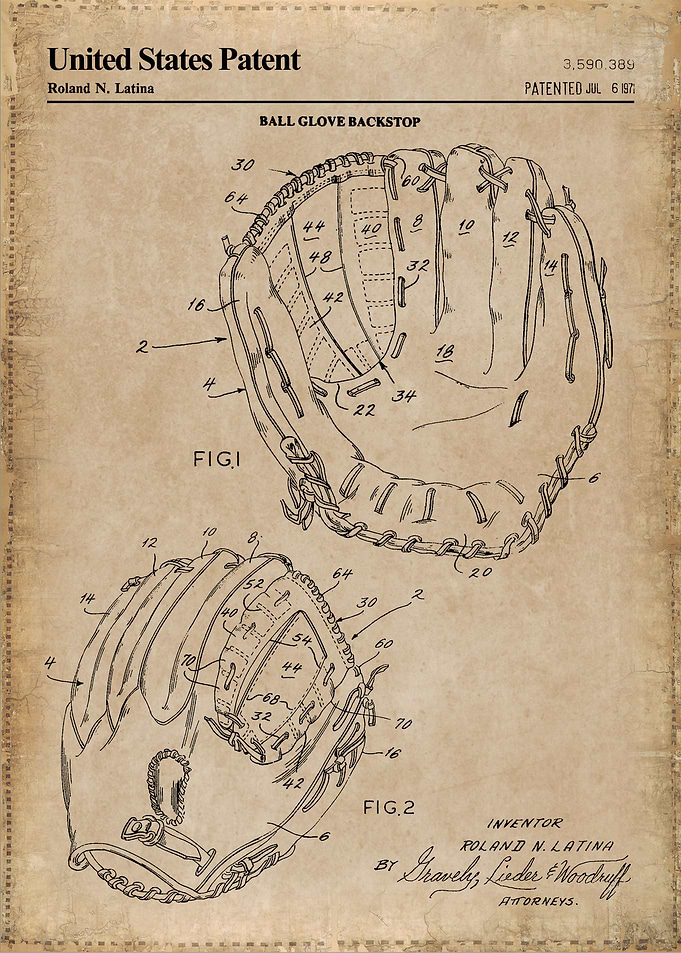 1971 baseball glove patent