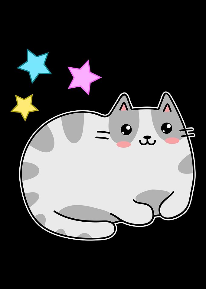 Cute Kawaii Cat With Stars