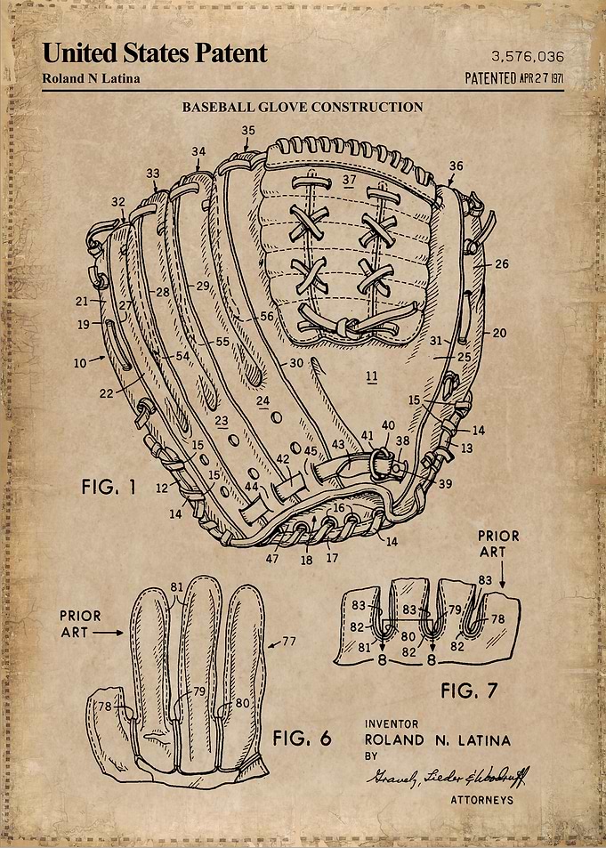 1971 baseball glove patent