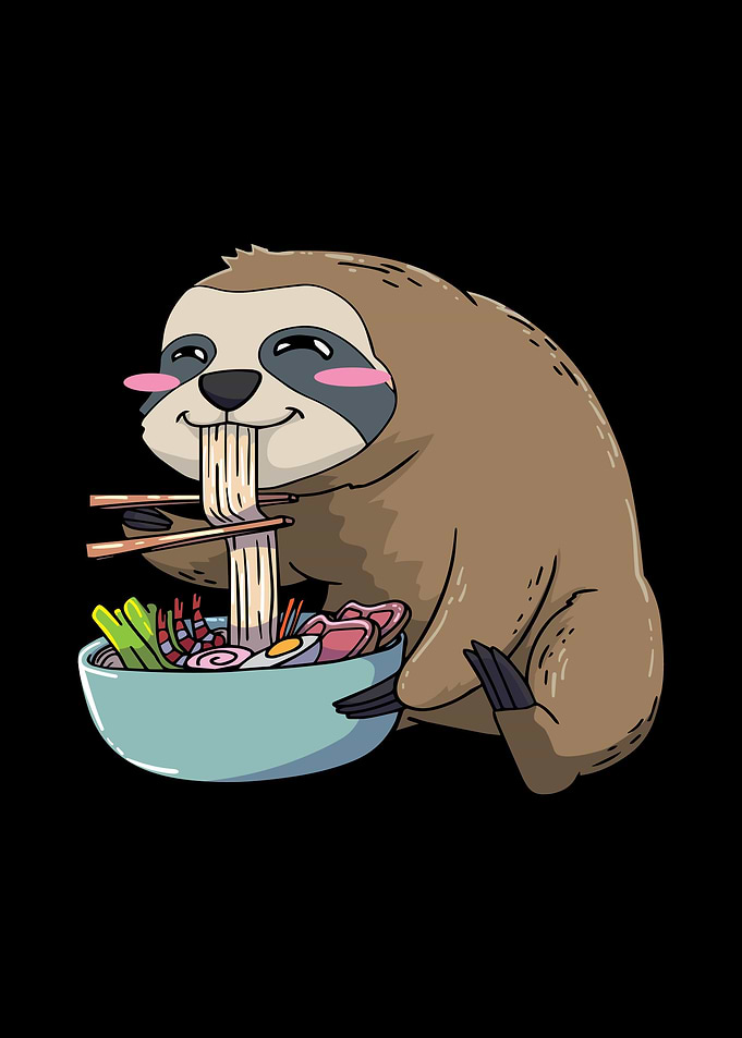 Ramen Sloth Kawaii Anime