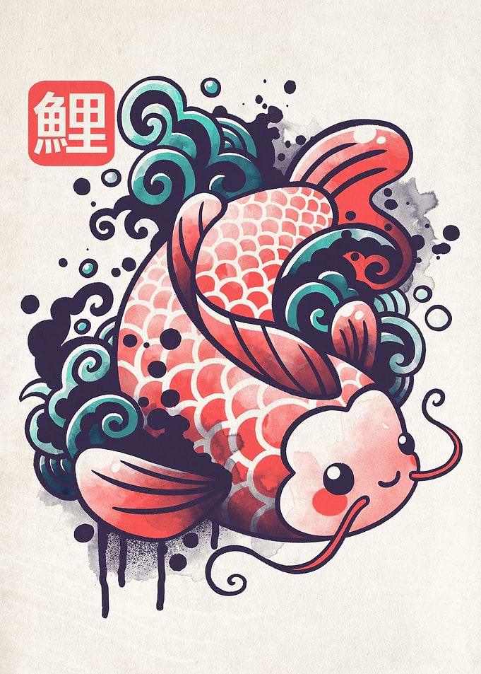 Koi carp fish watercolor