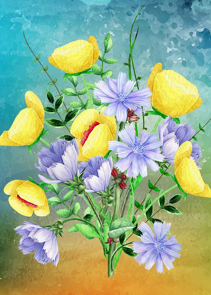 Yellow Poppies and Aster