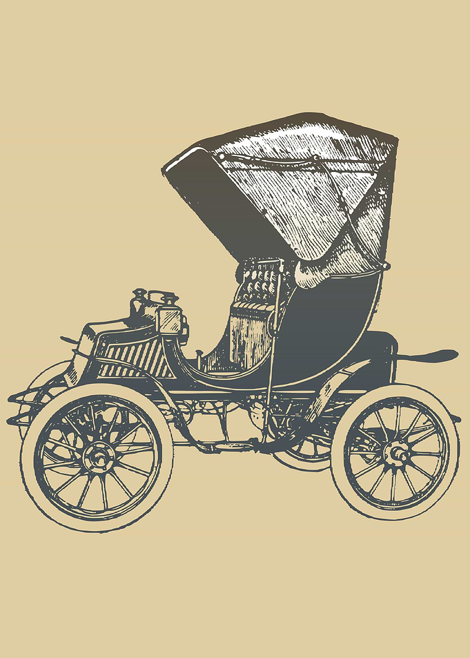 Drawn sketch of an car