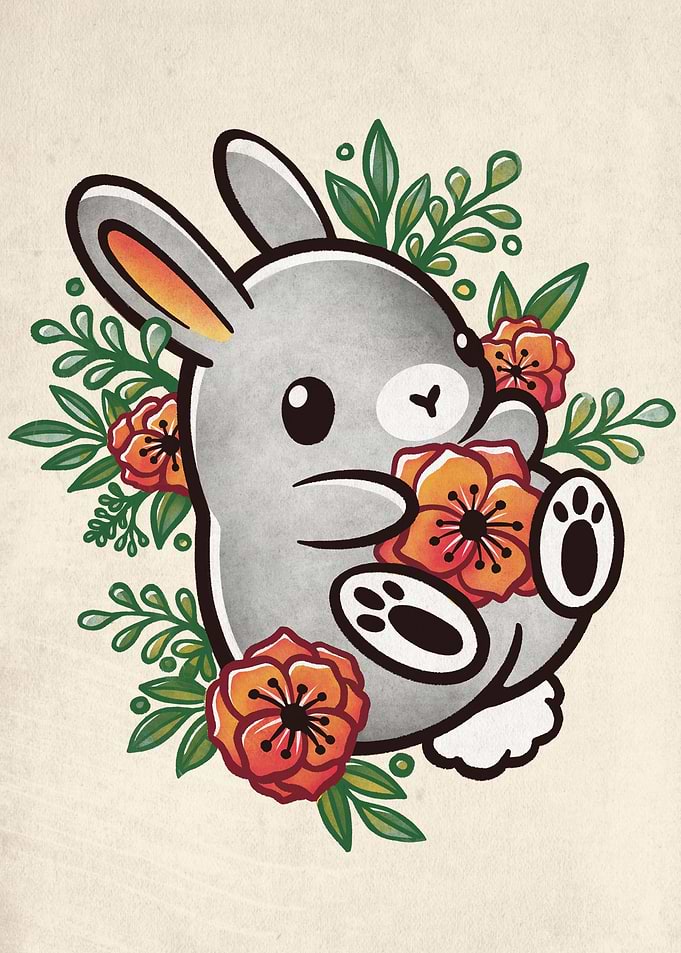 Floral cute bunny