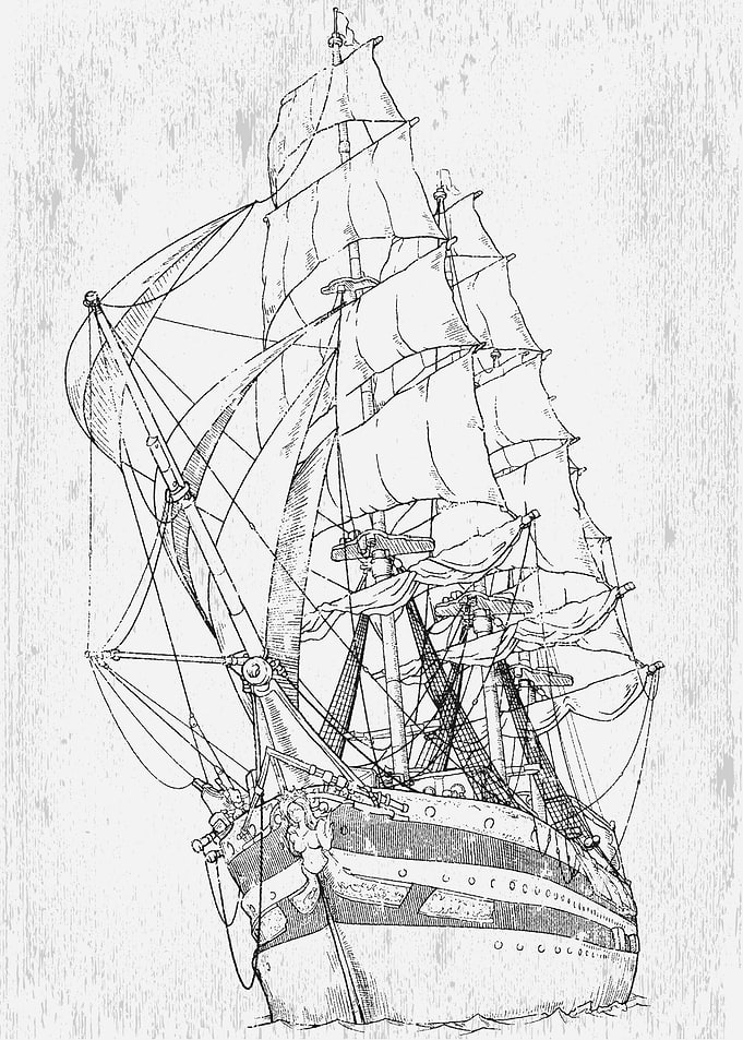 Retro Sailing Ship Sketch