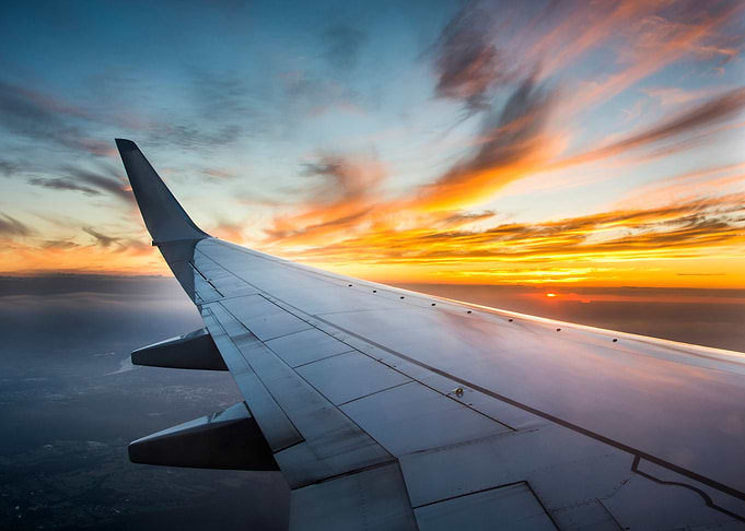 Airplane Wing Sunset