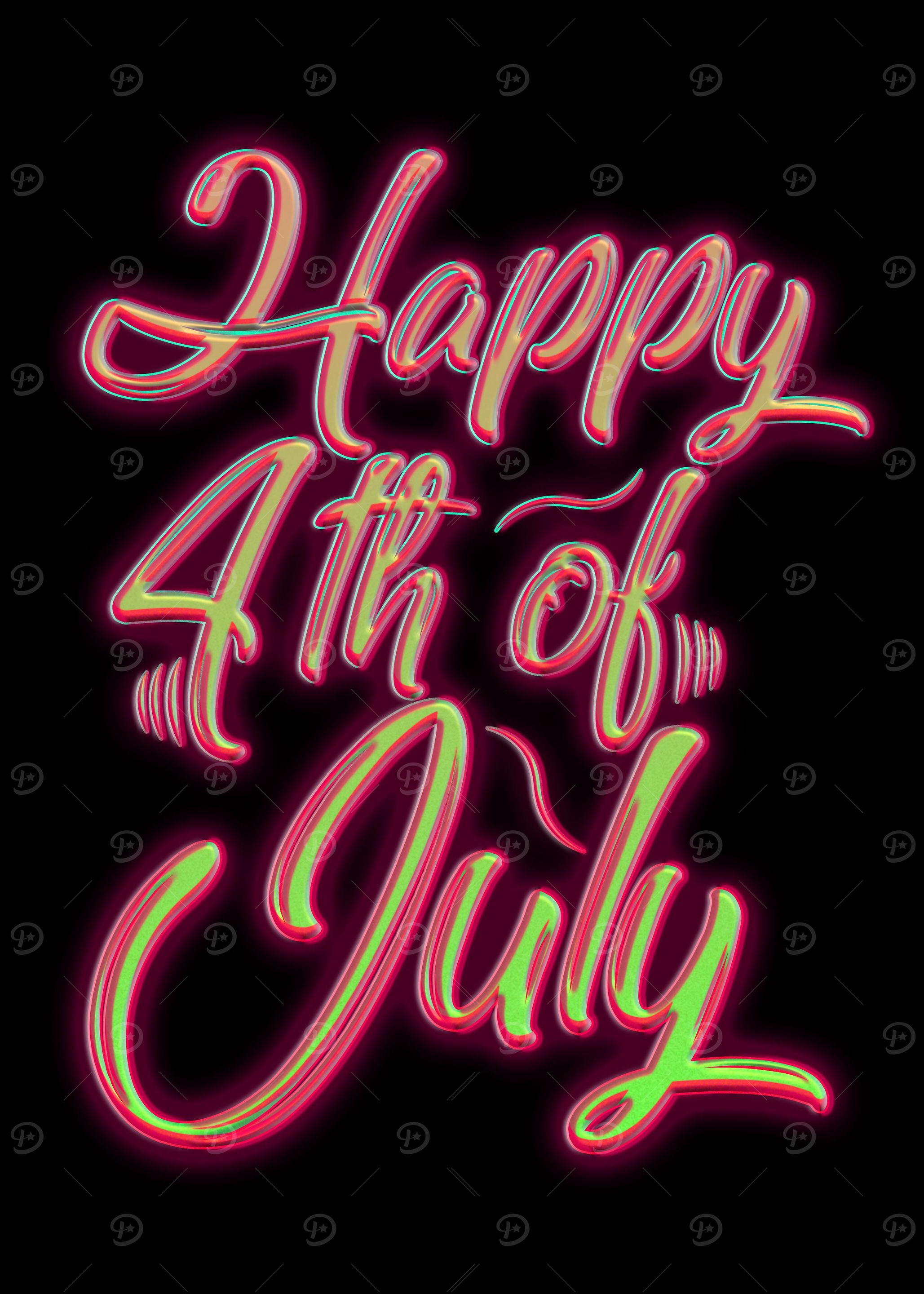 Happy 4th July Lettering