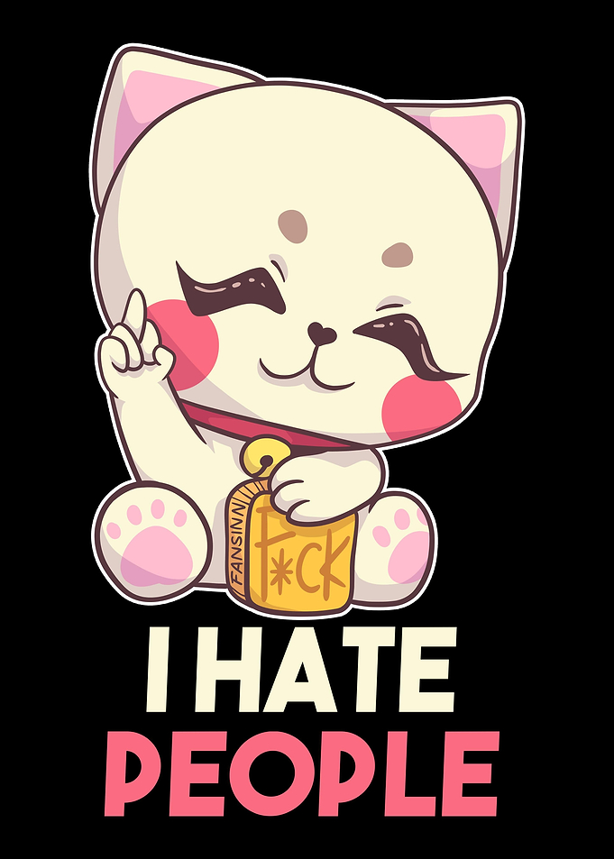 I Hate People cat saying g