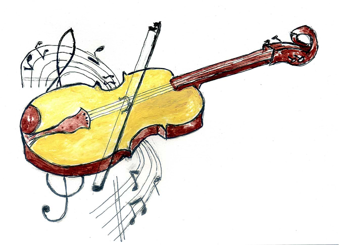Yellow violin drawing