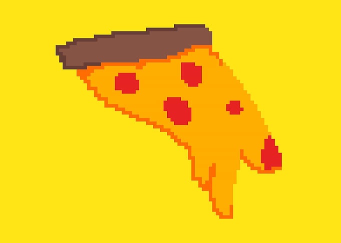 Pixel art pizza slice fall