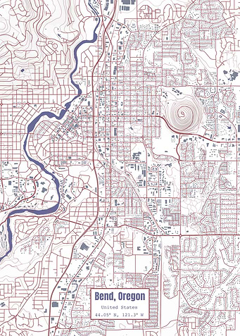 Bend Oregon Map USA Flag