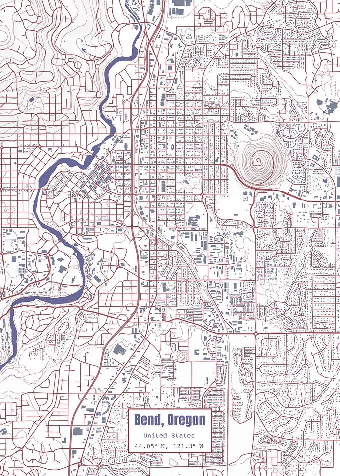 Bend Oregon Map USA Flag