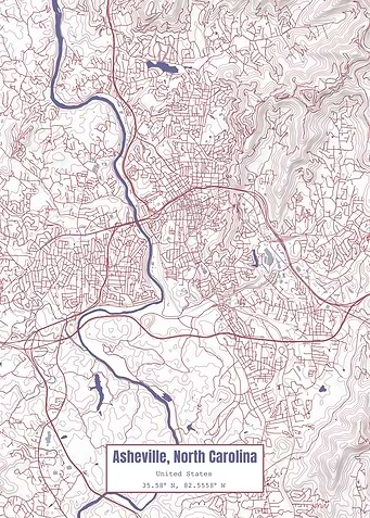 Asheville NC Map USA Flag