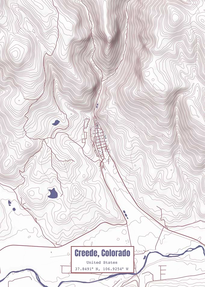 Creede CO Map USA Flag
