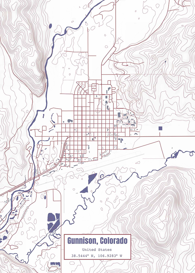 Gunnison CO Map USA Flag