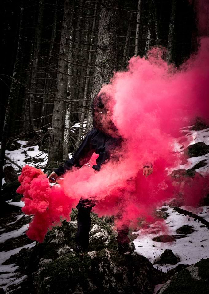 Pink Smoke Ape Monkey Yeti