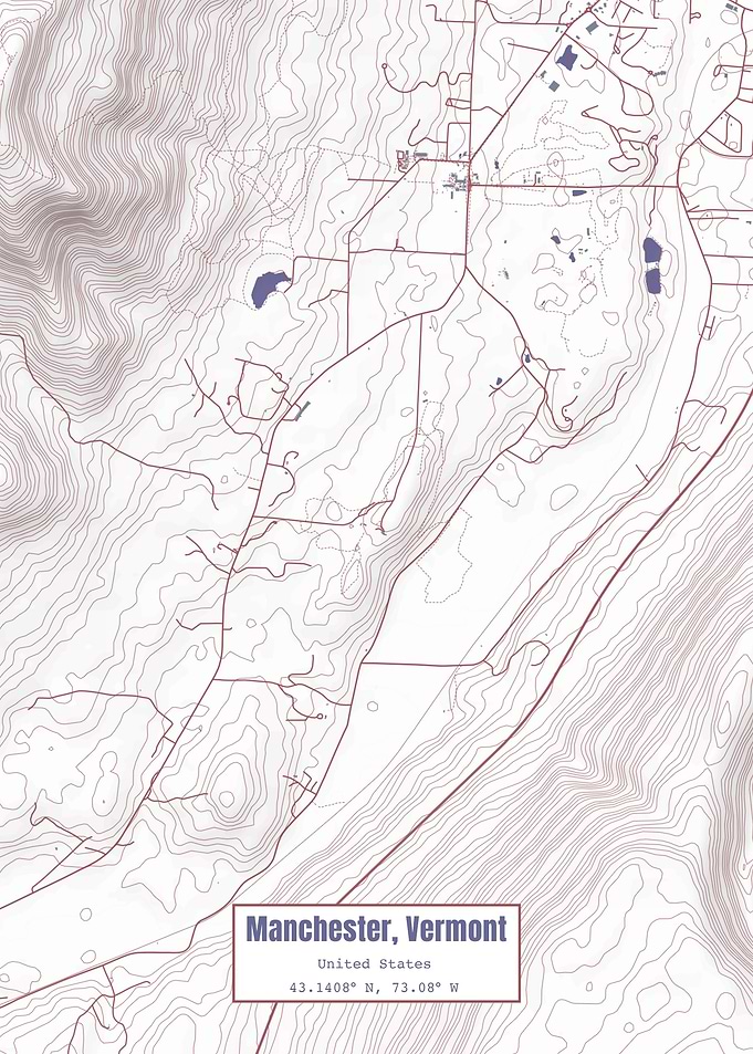 Manchester VT Map USA Flag