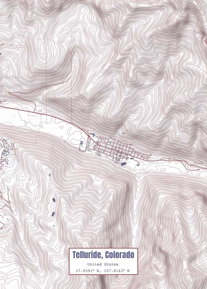 Telluride CO Map USA Flag