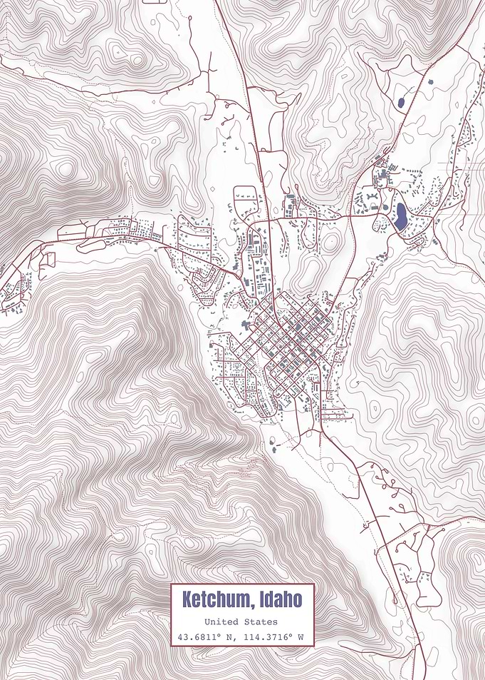 Ketchum Idaho Map USA Flag