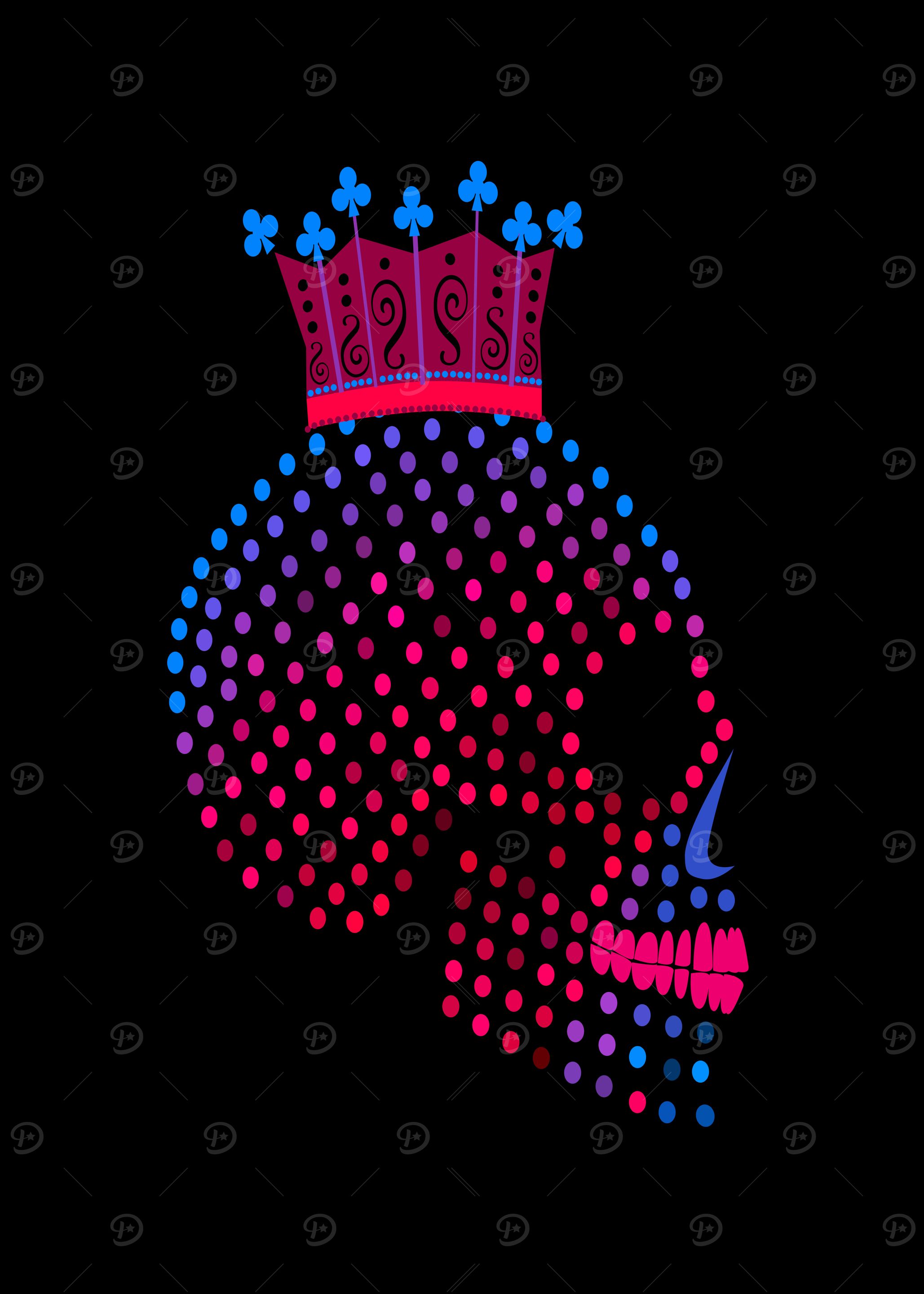 Joker king skull icon with