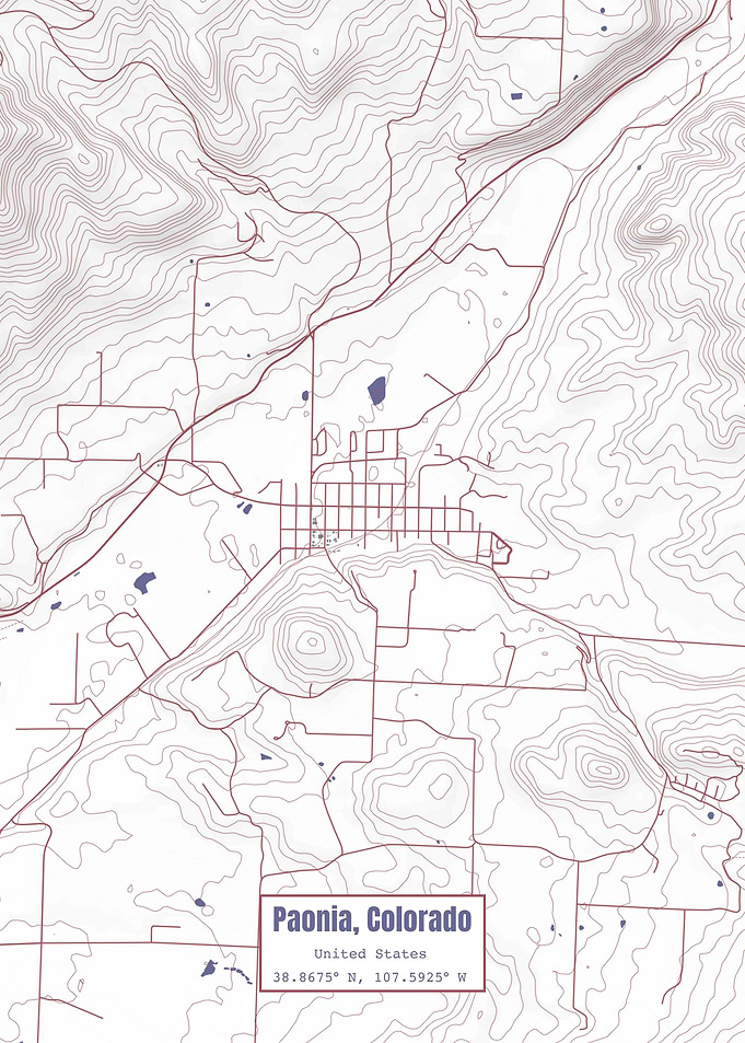 Paonia CO Map USA Flag
