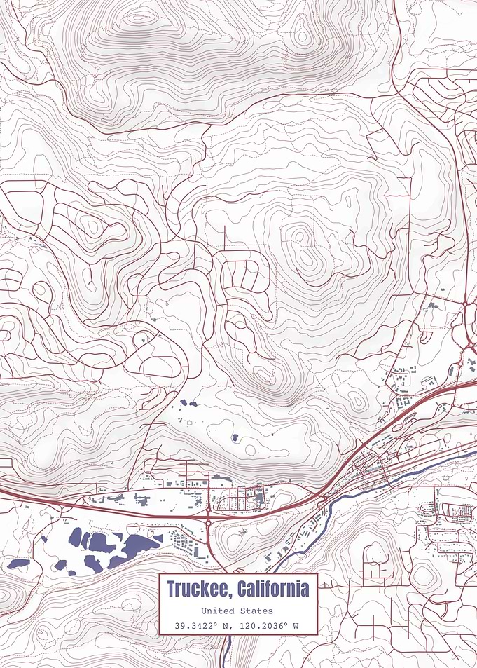 Truckee CA Map USA Flag