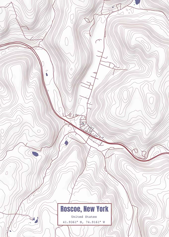 Roscoe NY Map USA Flag