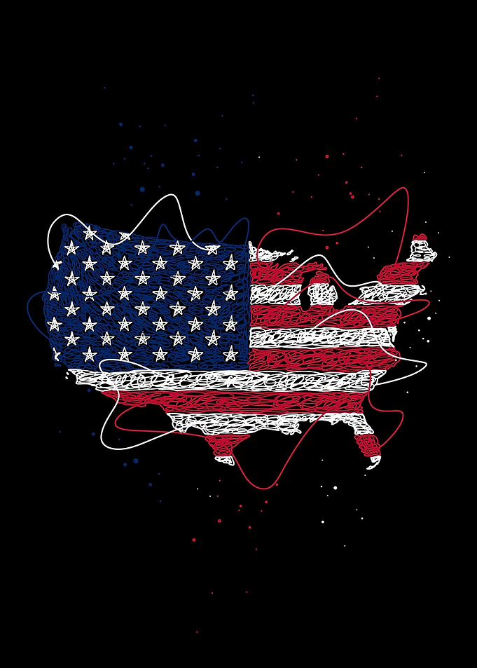 United States Map Flag USA