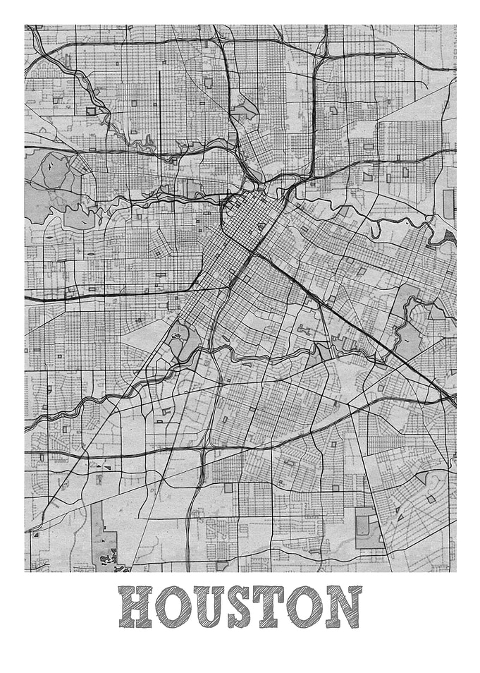 Houston Pencil Street Map