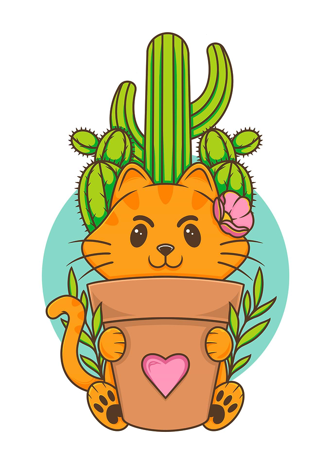 Botanicat Cute Kawaii Art